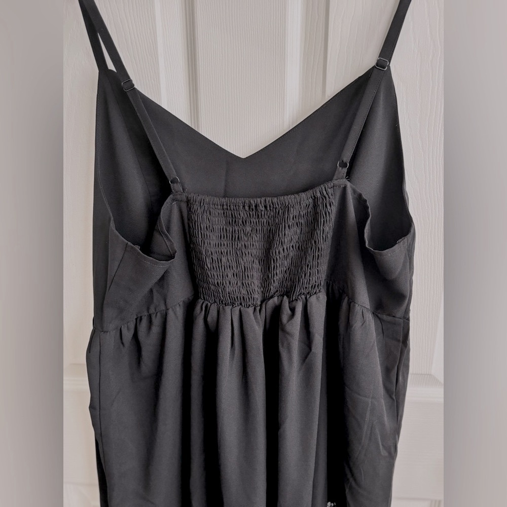 NWOT BLOOMCHIC PLUS SZ 18 RUFFLED LAYERED BLACK /WHITE HEART NECKLINE MAXI DRESS - Picture 6 of 13